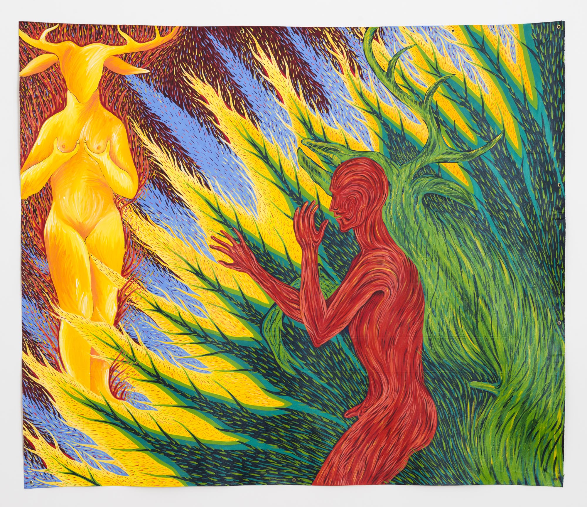 FAITH WILDING “Myths of Desire: Diana + Actaeon” , 1984, acrylic on canvas, 71.5 x 83 in.