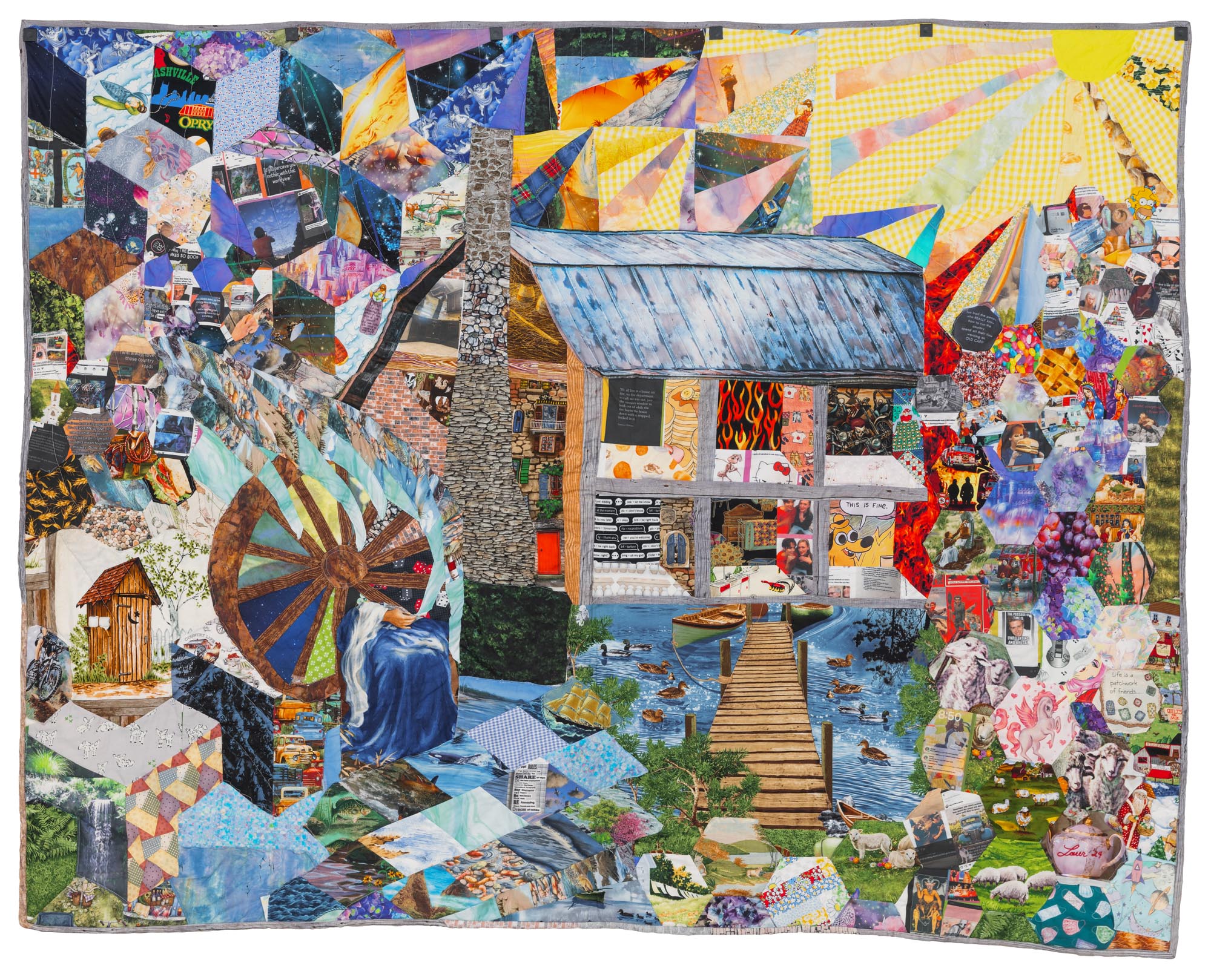 Lauren Gregory. Every Day We Stray Further from God’s Light. 2024, Cotton, batting, thread, 56 x 71 in