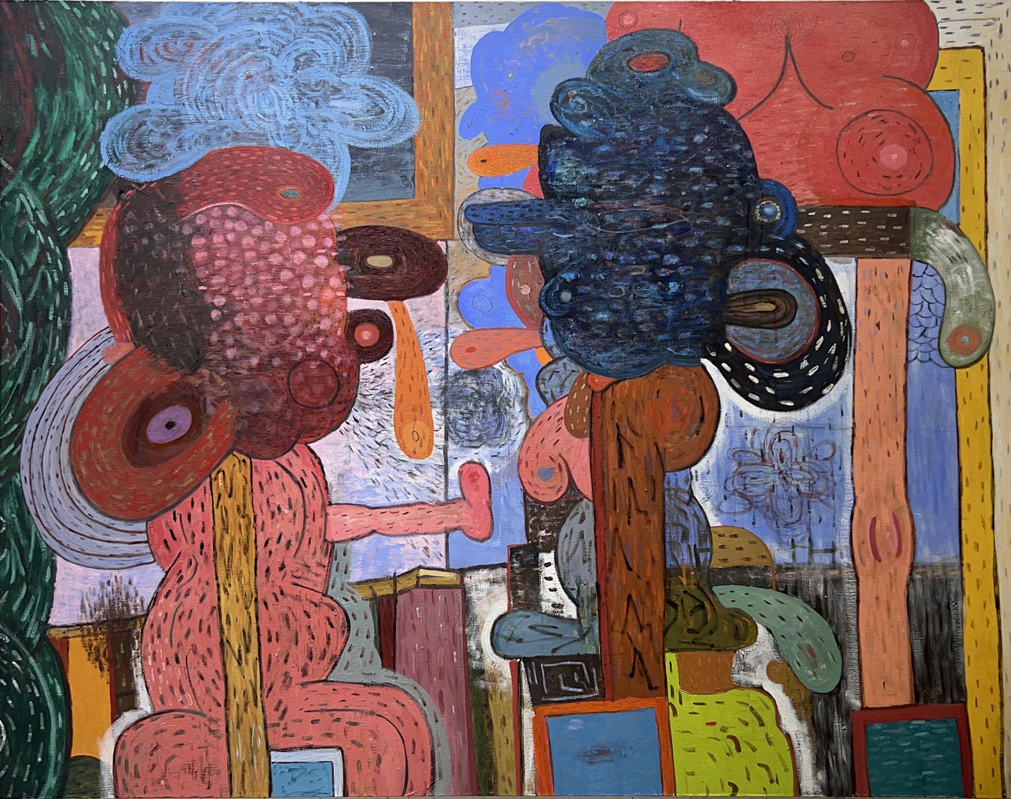 Duet  , 2023, Oil and wax ground on linen. 48h x 60w in 