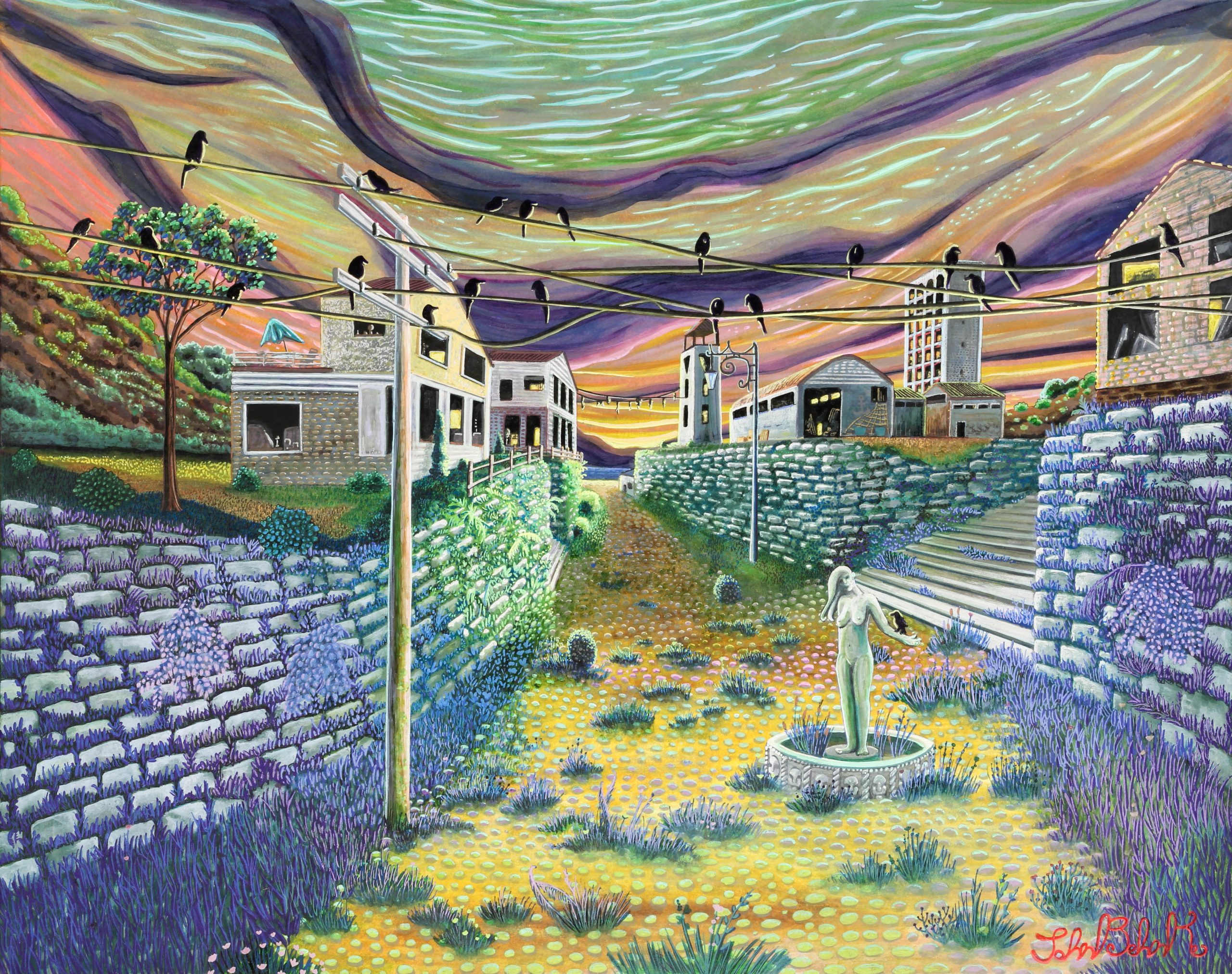 John Behnke , The Last Hour, 2024, paint marker on board, 16x20