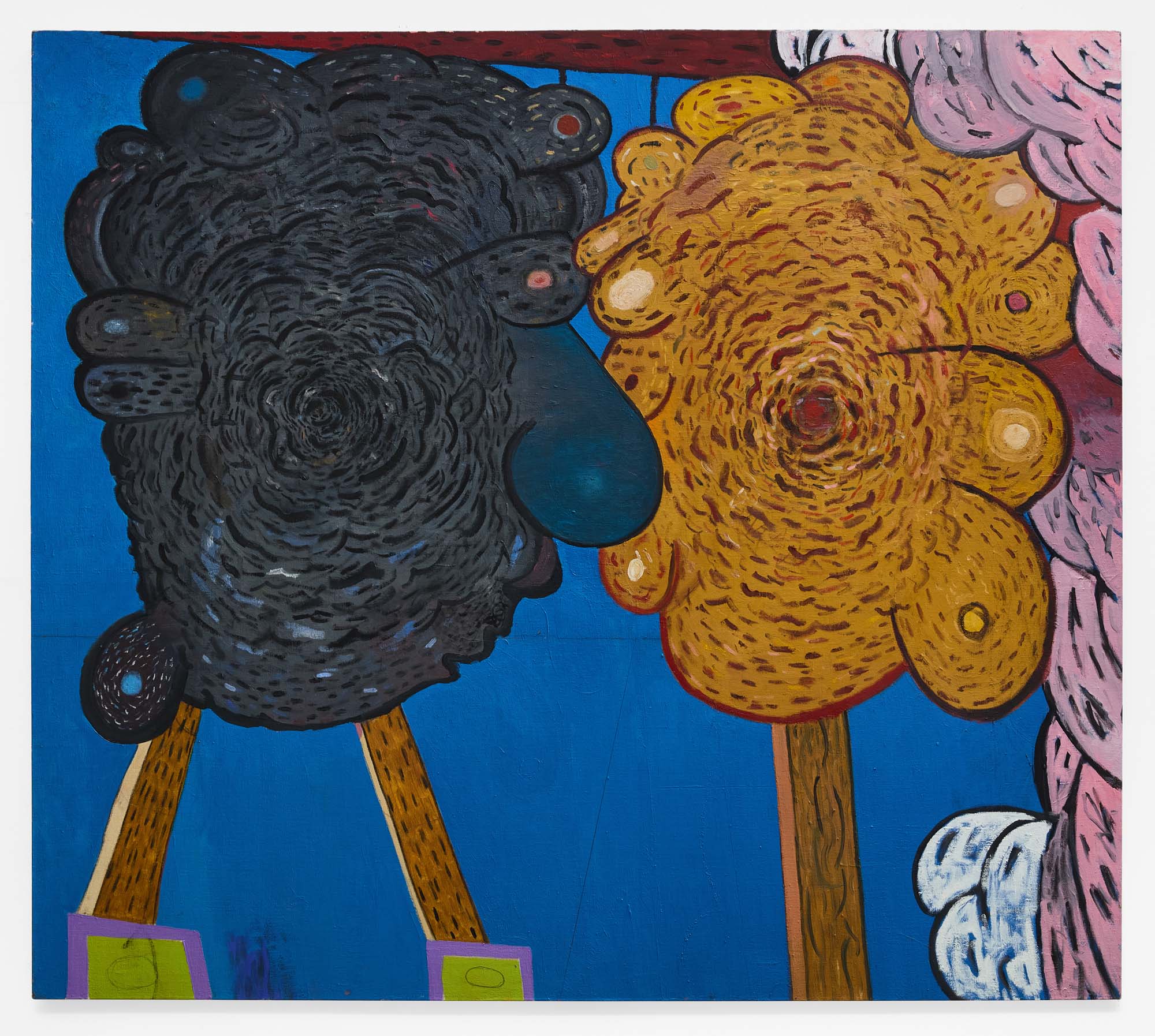 Kiss , 2023, oil and wax on linen, 48 x 54 inches